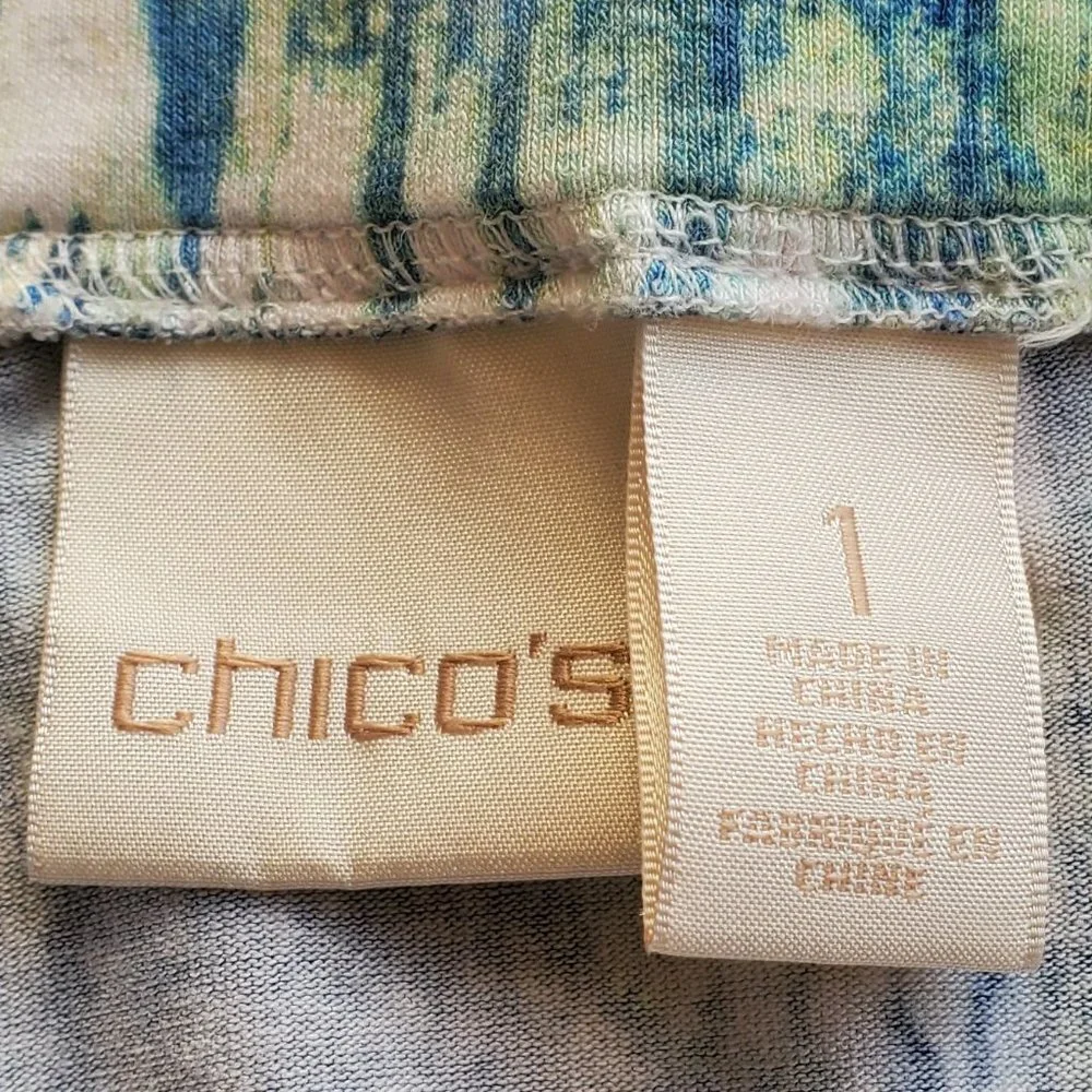 Chico's Molly Ikat Midi Skirt. Chico's size 1 (US 8/10). Blue Multi. EUC.